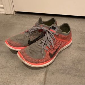 Nike Free 4.0 Flyknit Neon Pink Gray